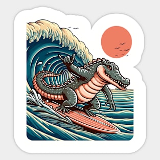 crocodile surfer Sticker